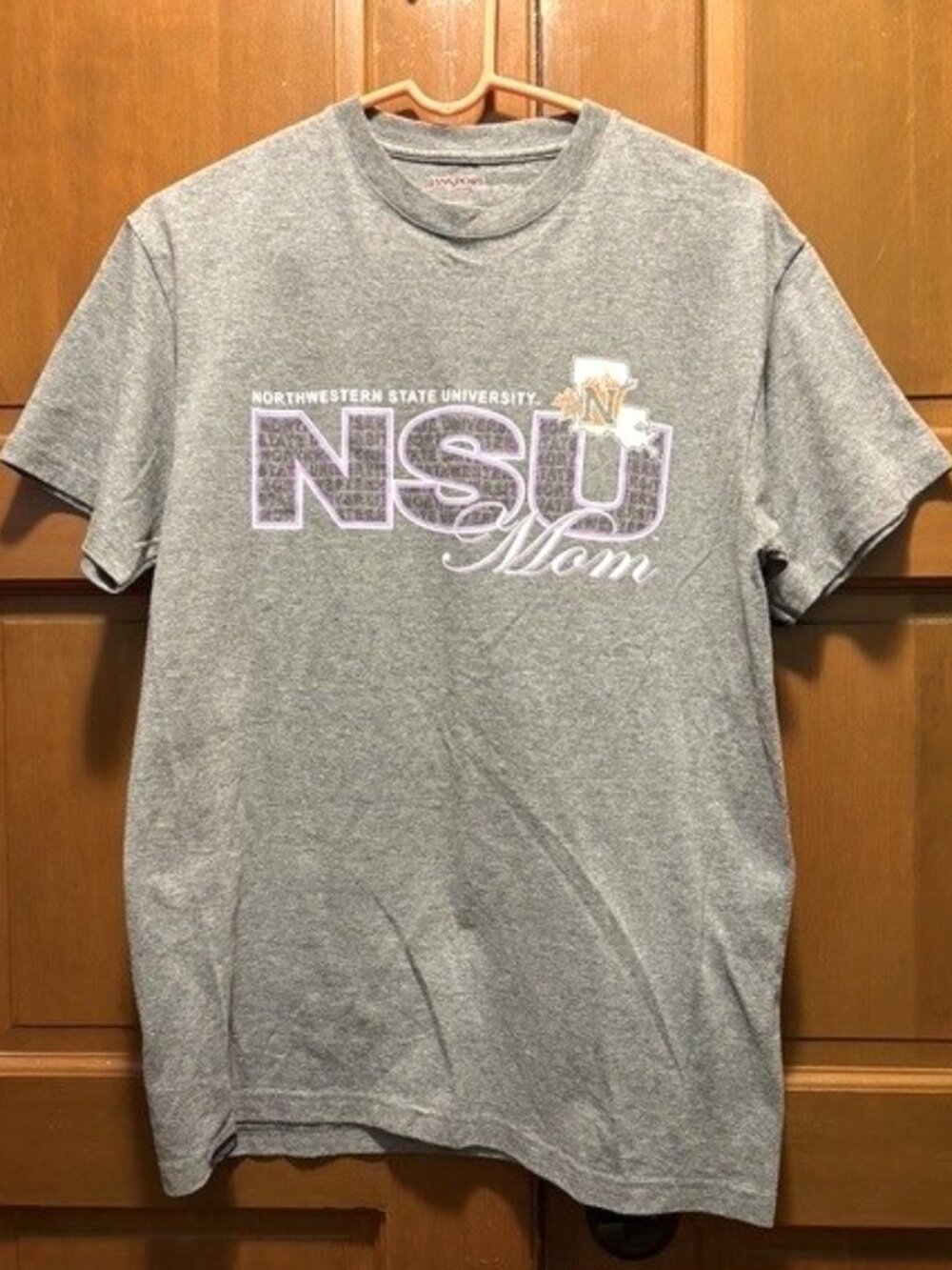 VTG JanSport Northwestern State University NSU "Mom" T-Shirt - Heather Grey SZ M